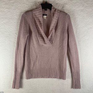J.Crew Women's Chalet‎ Popover V-Neck Wool Mohair Pink Knit Sweater Size XS 8632